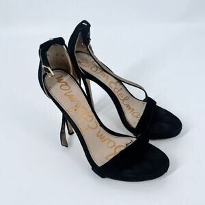 Sam Edelman Eleanor Black Suede Sandal Heels Size 8